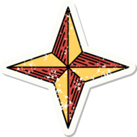 distressed sticker tattoo in traditional style of a star png