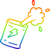 rainbow gradient line drawing of a cartoon soda can png