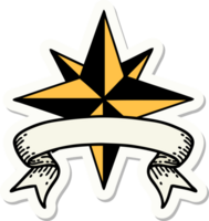 tattoo style sticker with banner of a star png