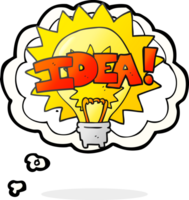 hand drawn thought bubble cartoon idea light bulb symbol png