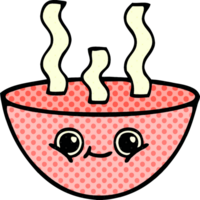 comic book style cartoon of a bowl of hot soup png