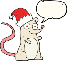mano disegnato discorso bolla cartone animato topo indossare Natale cappello png