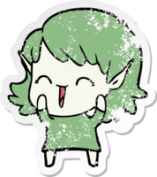 distressed sticker of a cartoon elf girl png