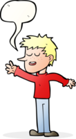 cartoon happy man reaching with speech bubble png