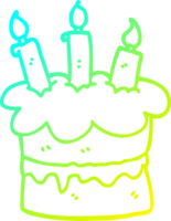 cold gradient line drawing of a cartoon birthday cake png