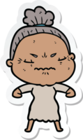 sticker of a cartoon annoyed old lady png