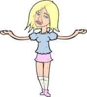 cartoon woman shrugging shoulders png