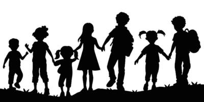 Silhouette of Children on White vector