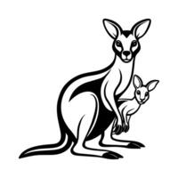 A Kangaroo With Her Child vector