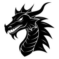 Dragon Head Silhouette on White Background vector