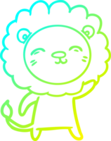 cold gradient line drawing of a cartoon lion png