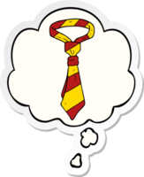cartoon office tie with thought bubble as a printed sticker png