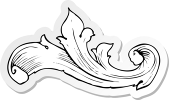 sticker of a traditional hand drawn floral swirl png