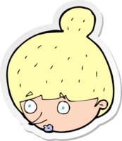 sticker of a cartoon surprised womans face png