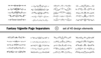 40 fantasía texto delimitadores, fronteras, viñetas vector