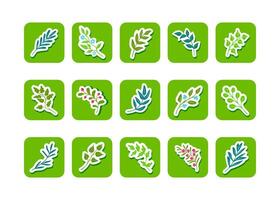 Bright summer leaves and twigs, sticker sheet vector