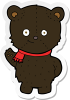 pegatina de un lindo oso negro de dibujos animados png