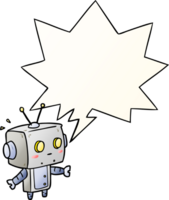 cute cartoon surprised robot with speech bubble in smooth gradient style png