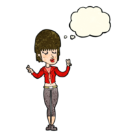 cartoon cool girl with thought bubble png