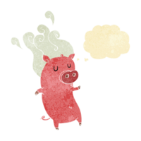 smelly cartoon pig with thought bubble png