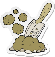 sticker of a cartoon trowel digging earth png