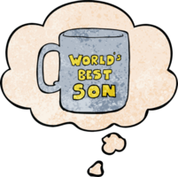 worlds best son mug with thought bubble in grunge texture style png