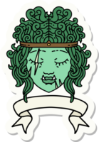 sticker of a orc barbarian character face with banner png