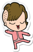 sticker of a happy cartoon girl png