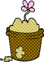 vaso di fiori di doodle del fumetto png