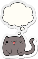 cartoon cat with thought bubble as a printed sticker png