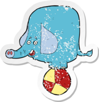 retro verontrust sticker van een tekenfilm circus olifant png