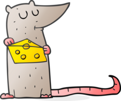 hand drawn cartoon mouse with cheese png