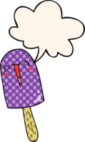 dibujos animados contento hielo paleta con habla burbuja en cómic libro estilo png