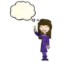 cartoon friendly witch girl with thought bubble png
