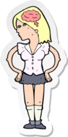 sticker of a cartoon intelligent woman png