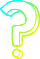 cold gradient line drawing of a cartoon question mark png