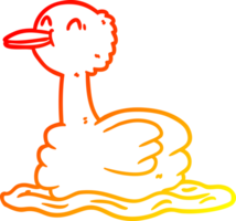 warm gradient line drawing of a swimming duck png