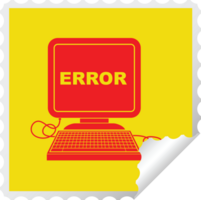 computer error   illustration square peeling sticker png