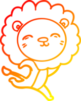 warm gradient line drawing of a cartoon lion png