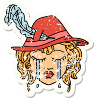 grunge sticker of a crying human bard png