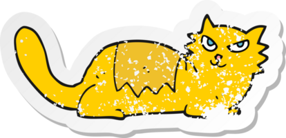 retro distressed sticker of a cartoon cat png