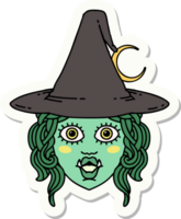 sticker of a half orc witch character face png