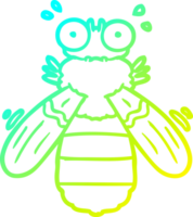 cold gradient line drawing of a cartoon bee png