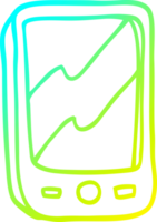 cold gradient line drawing of a cartoon red mobile phone png