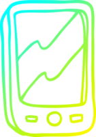 du froid pente ligne dessin de une dessin animé rouge mobile téléphone png