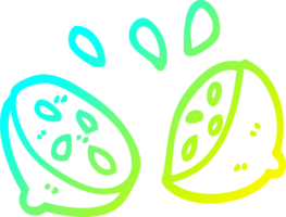 du froid pente ligne dessin de une dessin animé réduit de moitié citron vert png
