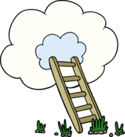 cartoon ladder into cloud png