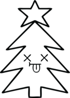 line drawing cartoon of a christmas tree png