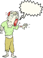 mano dibujado cómic libro habla burbuja dibujos animados zombi png