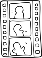 hand drawn black and white cartoon film strip png